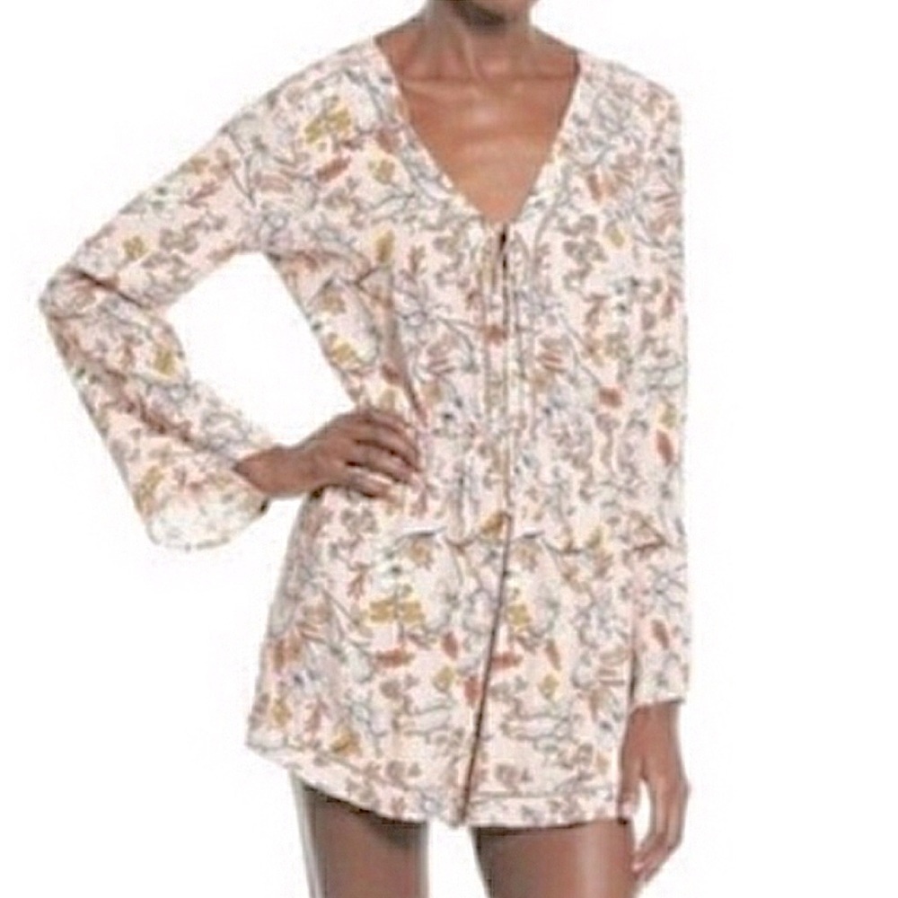 ASTR The Label peach floral boho cut outs Women's Romper size S